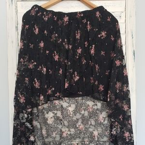 Black Bead Lace Hi-Low Cottage Core Skirt | Sz Lg